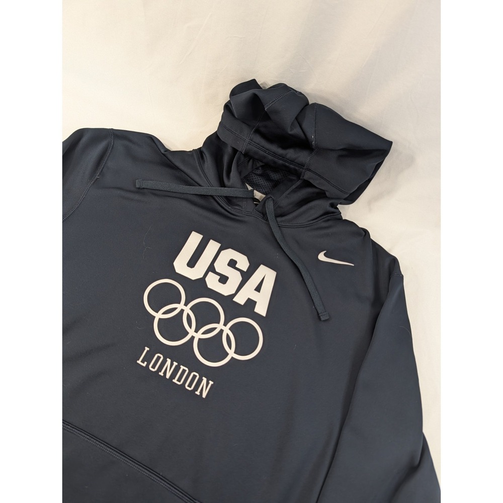 Nike USA Olympics London 2012 Hoodie Mens L Navy Therma-Fit USA Pullover